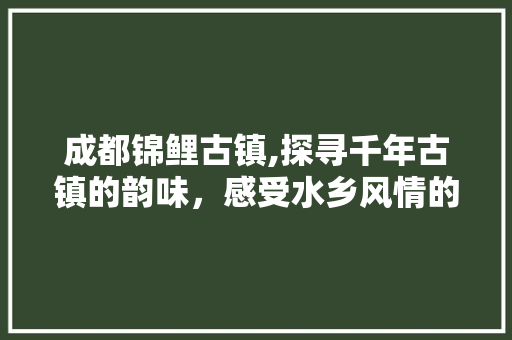 成都锦鲤古镇,探寻千年古镇的韵味，感受水乡风情的魅力