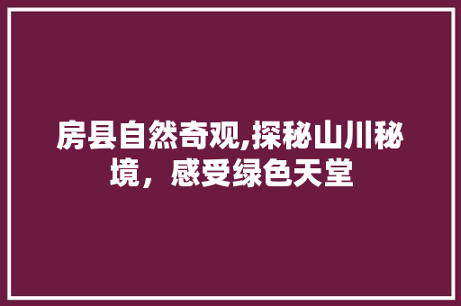 房县自然奇观,探秘山川秘境，感受绿色天堂