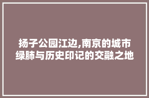 扬子公园江边,南京的城市绿肺与历史印记的交融之地