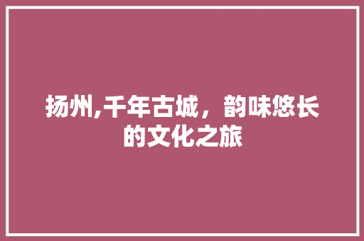 扬州,千年古城，韵味悠长的文化之旅