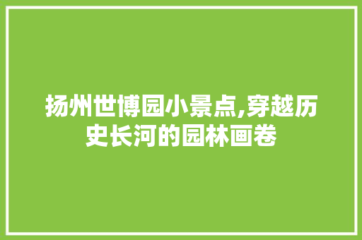 扬州世博园小景点,穿越历史长河的园林画卷