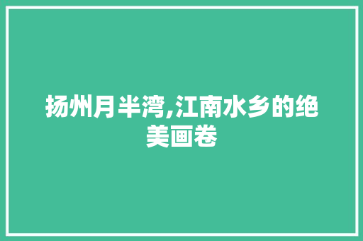 扬州月半湾,江南水乡的绝美画卷