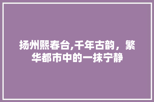 扬州熙春台,千年古韵，繁华都市中的一抹宁静  第1张