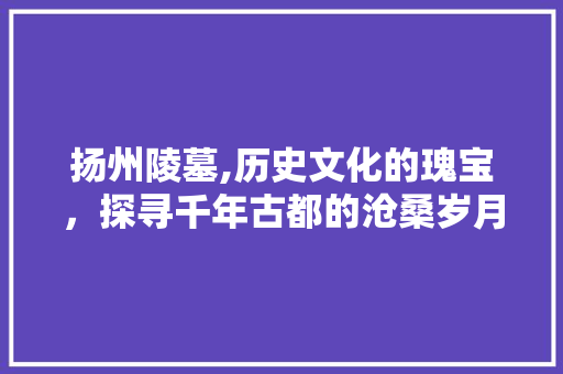 扬州陵墓,历史文化的瑰宝，探寻千年古都的沧桑岁月