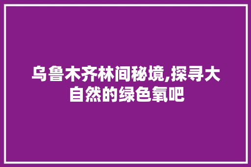 乌鲁木齐林间秘境,探寻大自然的绿色氧吧  第1张