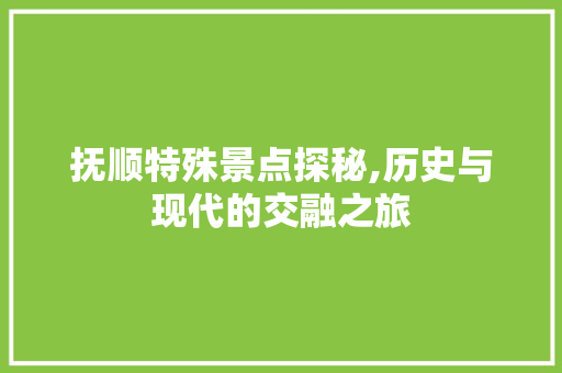 抚顺特殊景点探秘,历史与现代的交融之旅