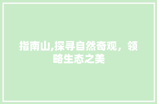 指南山,探寻自然奇观，领略生态之美