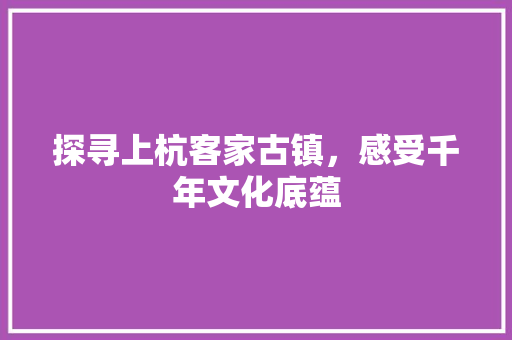 探寻上杭客家古镇，感受千年文化底蕴