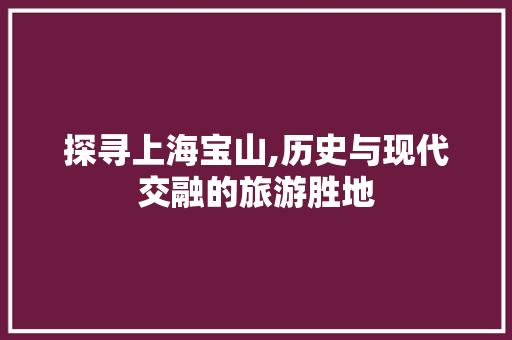 探寻上海宝山,历史与现代交融的旅游胜地