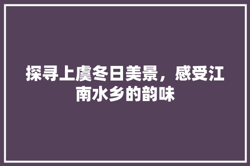 探寻上虞冬日美景，感受江南水乡的韵味