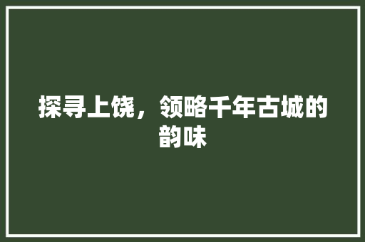 探寻上饶，领略千年古城的韵味