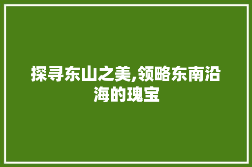 探寻东山之美,领略东南沿海的瑰宝