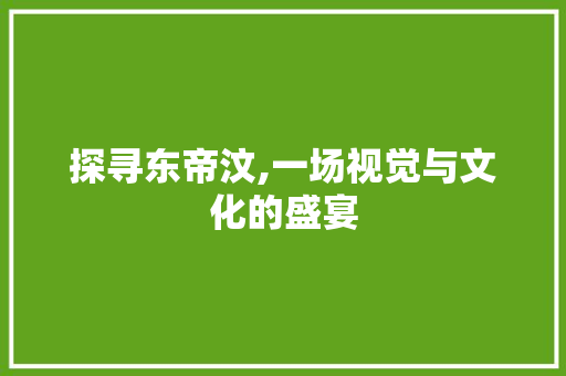 探寻东帝汶,一场视觉与文化的盛宴