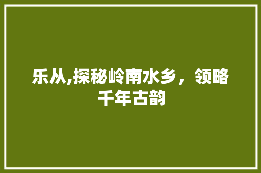 乐从,探秘岭南水乡，领略千年古韵