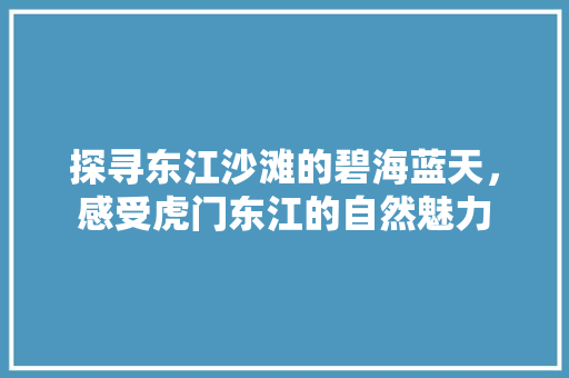 探寻东江沙滩的碧海蓝天，感受虎门东江的自然魅力