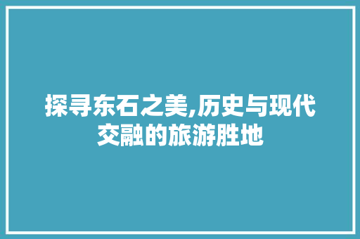 探寻东石之美,历史与现代交融的旅游胜地