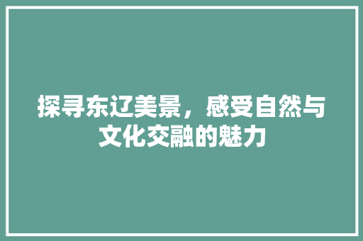 探寻东辽美景，感受自然与文化交融的魅力