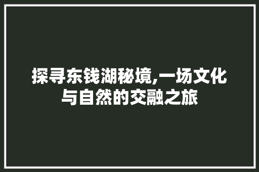 探寻东钱湖秘境,一场文化与自然的交融之旅