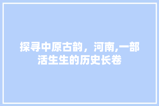 探寻中原古韵，河南,一部活生生的历史长卷