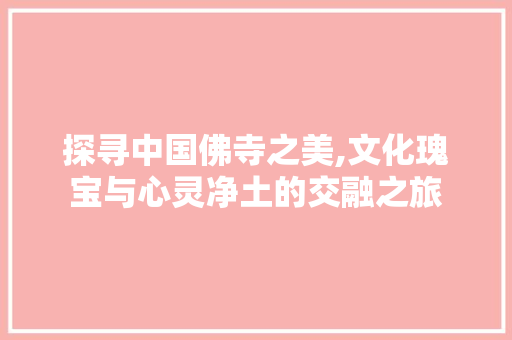 探寻中国佛寺之美,文化瑰宝与心灵净土的交融之旅