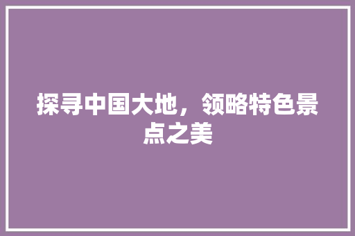 探寻中国大地，领略特色景点之美