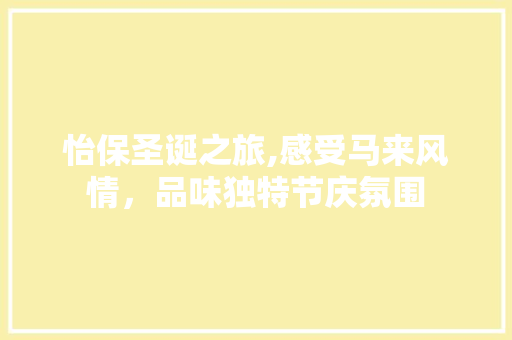 怡保圣诞之旅,感受马来风情，品味独特节庆氛围