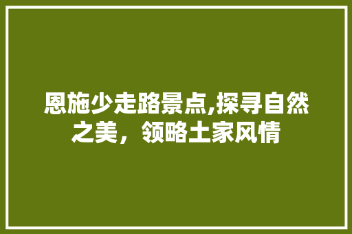 恩施少走路景点,探寻自然之美，领略土家风情