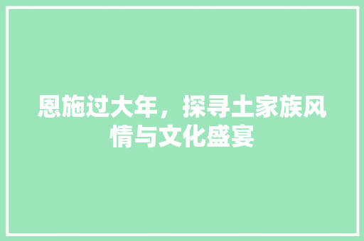 恩施过大年，探寻土家族风情与文化盛宴