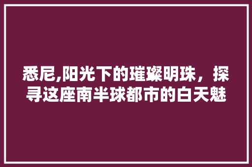 悉尼,阳光下的璀璨明珠，探寻这座南半球都市的白天魅力