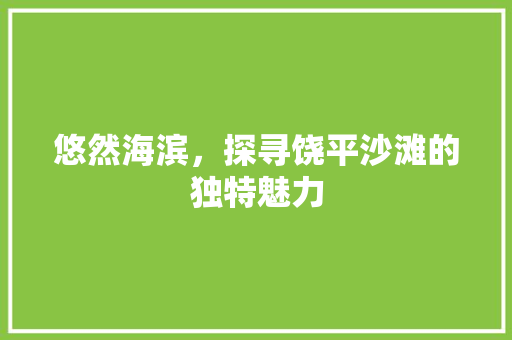 悠然海滨，探寻饶平沙滩的独特魅力