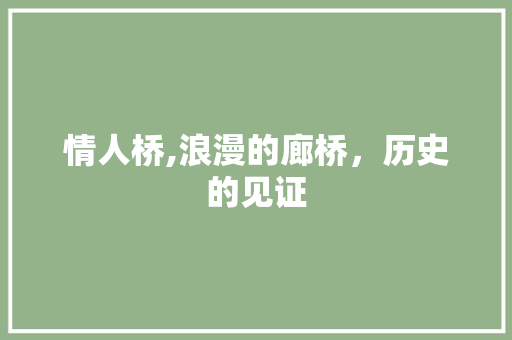 情人桥,浪漫的廊桥，历史的见证