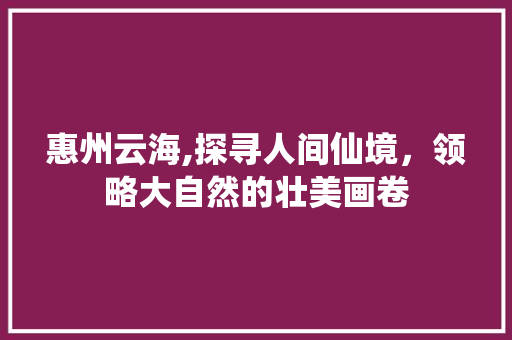 惠州云海,探寻人间仙境，领略大自然的壮美画卷