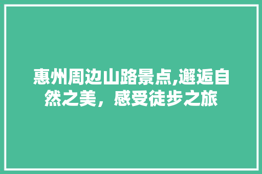 惠州周边山路景点,邂逅自然之美，感受徒步之旅