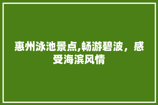 惠州泳池景点,畅游碧波，感受海滨风情