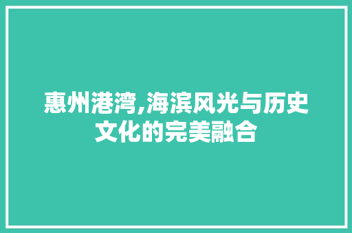 惠州港湾,海滨风光与历史文化的完美融合