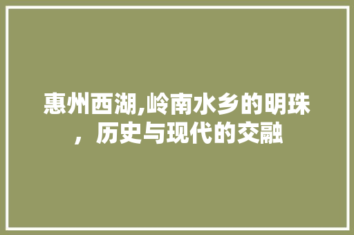 惠州西湖,岭南水乡的明珠，历史与现代的交融  第1张