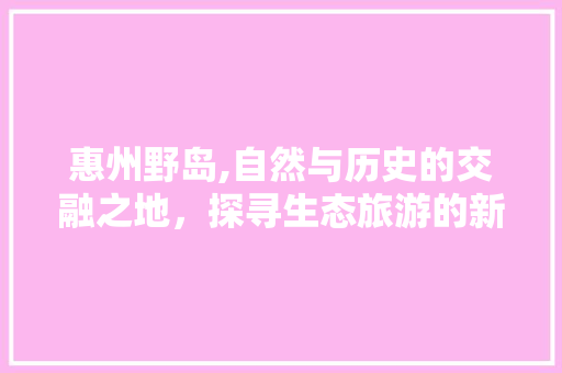 惠州野岛,自然与历史的交融之地，探寻生态旅游的新篇章