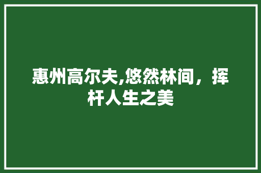 惠州高尔夫,悠然林间，挥杆人生之美