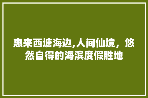 惠来西塘海边,人间仙境，悠然自得的海滨度假胜地