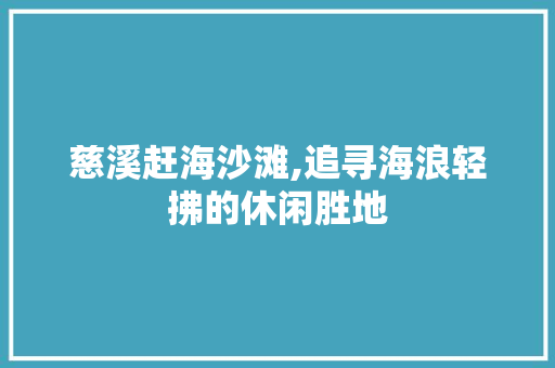 慈溪赶海沙滩,追寻海浪轻拂的休闲胜地