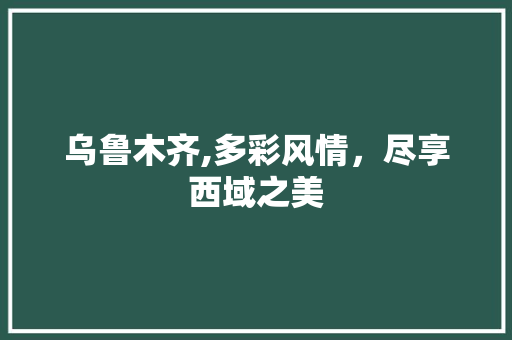 乌鲁木齐,多彩风情，尽享西域之美