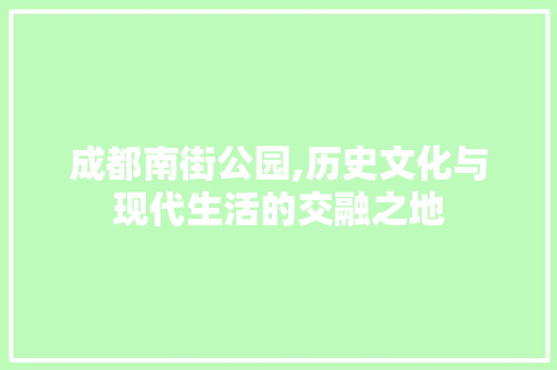 成都南街公园,历史文化与现代生活的交融之地