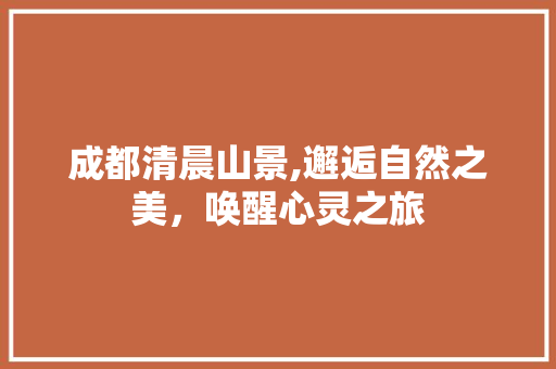 成都清晨山景,邂逅自然之美，唤醒心灵之旅