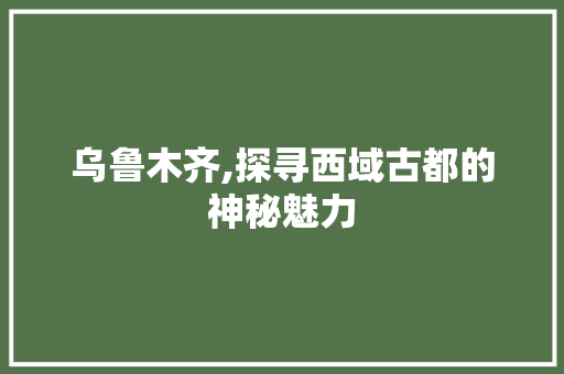 乌鲁木齐,探寻西域古都的神秘魅力