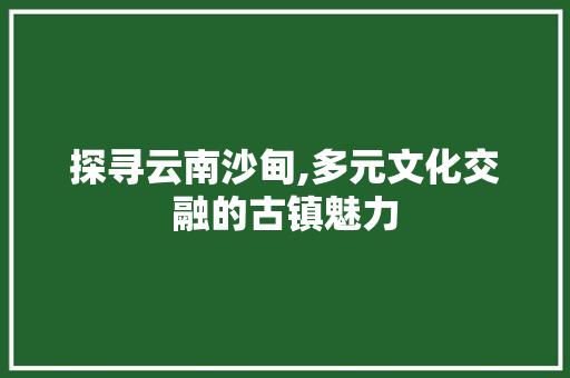 探寻云南沙甸,多元文化交融的古镇魅力