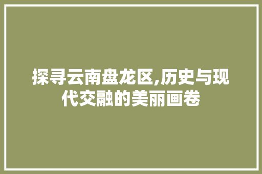 探寻云南盘龙区,历史与现代交融的美丽画卷