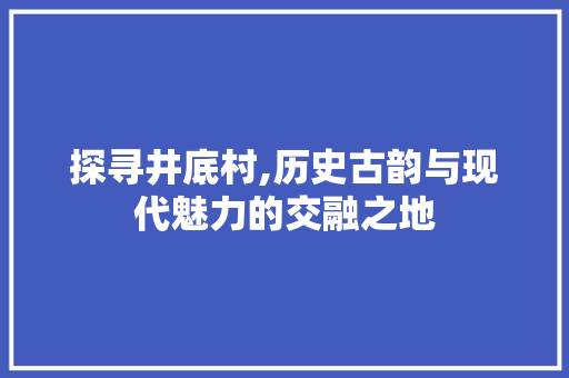 探寻井底村,历史古韵与现代魅力的交融之地