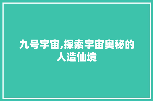 九号宇宙,探索宇宙奥秘的人造仙境