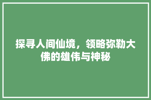 探寻人间仙境，领略弥勒大佛的雄伟与神秘