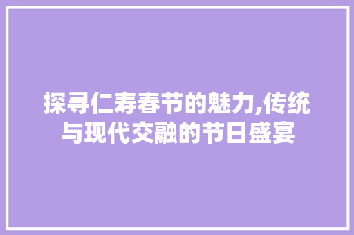 探寻仁寿春节的魅力,传统与现代交融的节日盛宴